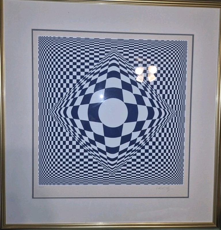 Victor Vasarely MCM Abstract Retro 3D Op Art Serigraph «Vertigo» – 141/325