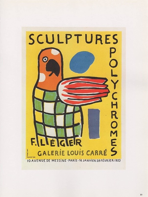 1989 VINTAGE «FERNAND LEGER SCULPTURES» MOURLOT MINI POSTER COLOR Art Lithograph