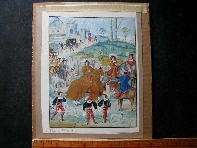 1920s FLEMISH MINIATURE Chromo-Lithograph EMPEROR CHARLES V BRUGES 1515 antique gallery
