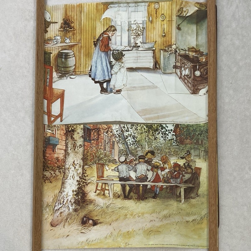 Lot of (2) Vintage CARL LARSSON Prints Suitable for Framing Printed in Sweden