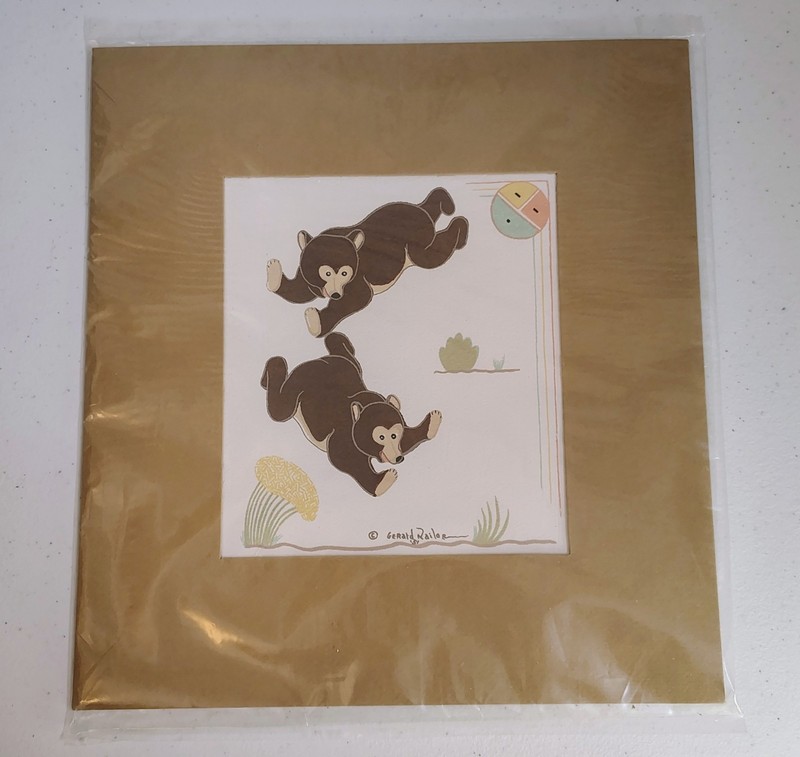 Gerald Nailor Bear Cubs Tewa Silkscreen Print 1951 Navajo Native Art