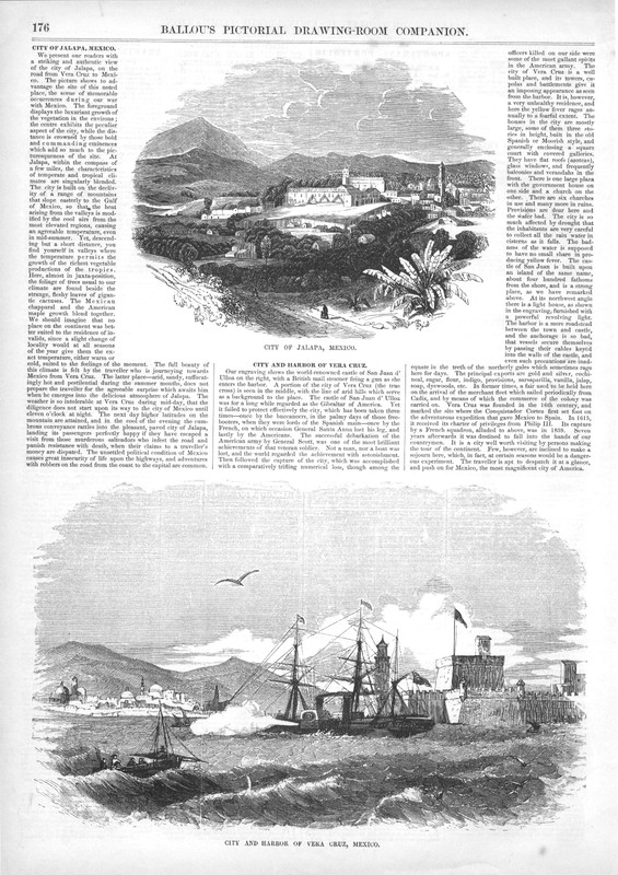 Mexico - City and Harbor of Vera Cruz- City of Jalapa - 1855 Antique Print gallery