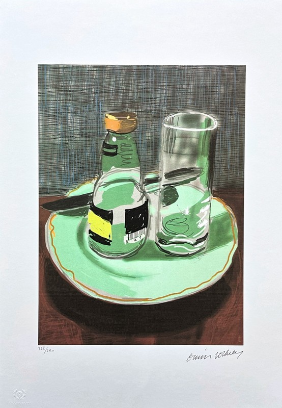 DAVID HOCKNEY – Glass bottles – signed, numbered edition 258/500, 35×50 cm