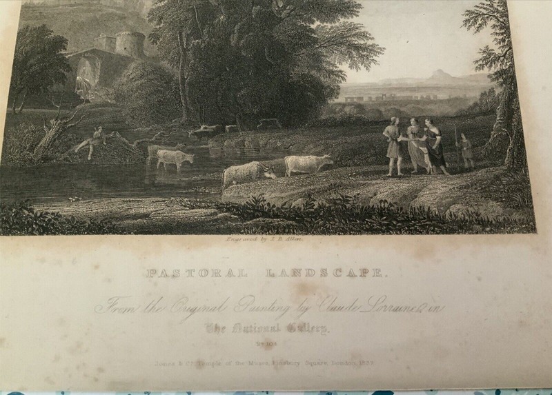 Antique 1832 Steel Plate Engraving Pastoral Landscape By Claude Le Lorraine gallery