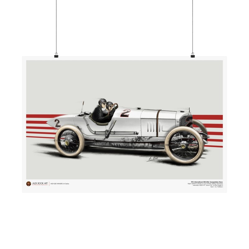 Ralph DePalma Race Car Fine Art Print – 1915 Indianapolis Winner Retro Poster