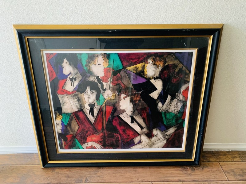 Linda Le Kinff, Grand Orchestre LARGE 36”x43” Seriolithograph, Signed in Plate
