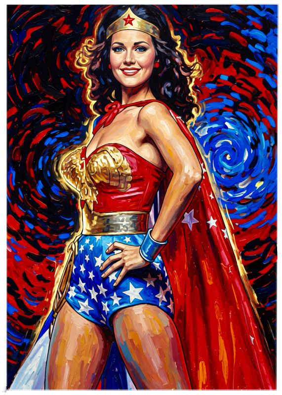 LYNDA CARTER as WONDER WOMAN * Celebrity * Illustrated Art Card * ATC ACEO
