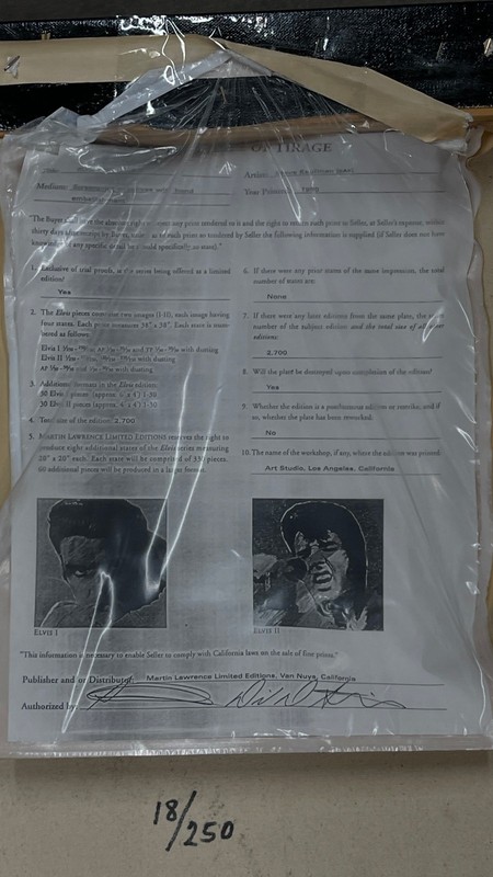 Steve Kaufman - Elvis I (Black), Signed Numbered and Stamped Silkscreen Canvas gallery