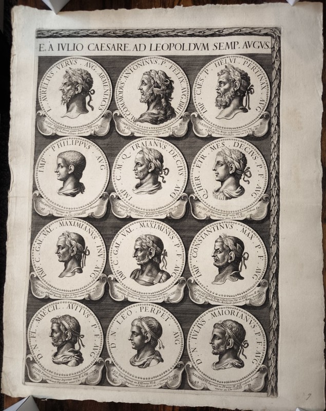 1681 Copperplate Engraving Sheet 12 Roman Emperors Portrait Read Descrption P7