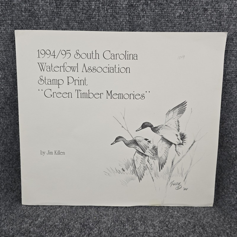 1994/95 SC Waterfowl Assoc Stamp Print Folder Green Timber Memories Jim Killen