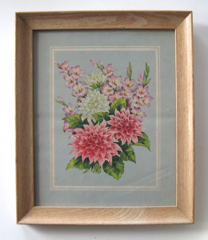 VTG SET of 3 Framed prints, Botanical, beaded greeting card, Victorian couple gallery