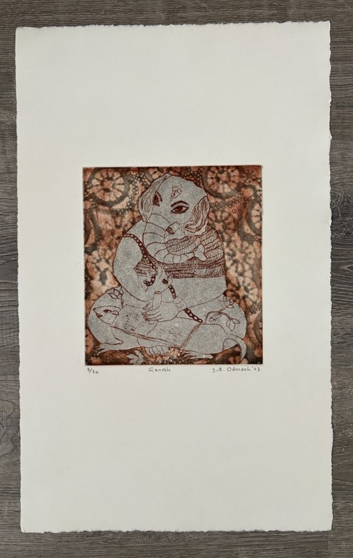 Gay Bawa Odmark “Ganesh” 2003 Etching Art 3/30 – 13 3/4” x 22 1/2” Signed