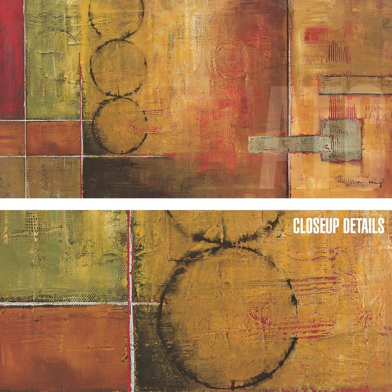 54Wx27H» HARMONY II by MIKE KLUNG – MULTI-COLOR CIRCLE COLLAGE CHOICES of CANVAS