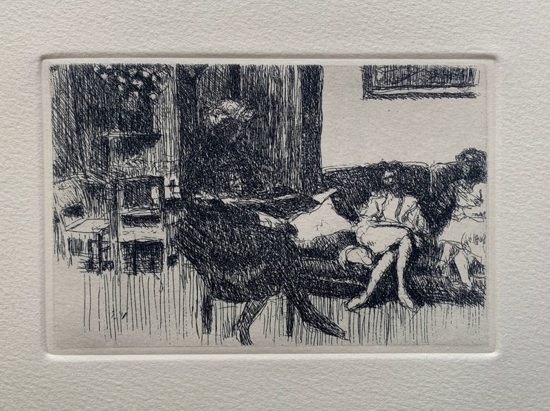 EDOUARD VUILLARD Interieur au Canape ou Soir Etching Art