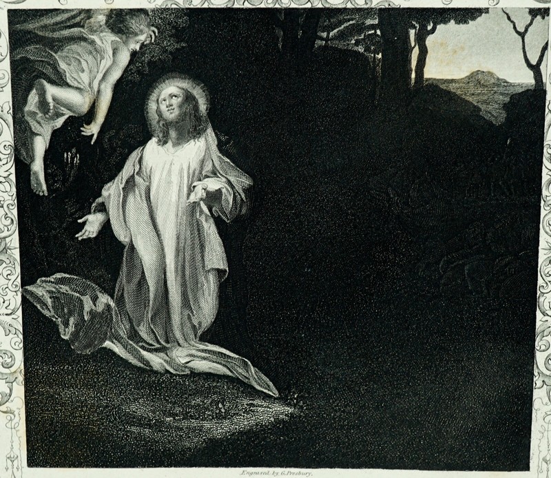 Antique Print Christ Praying in The Garden From Original Picture by Correggio