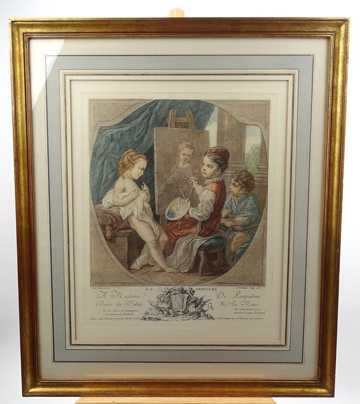 Charles Andre Van Loo 1705 – 1765 Coloured Engraving Allegory of Painting 1756