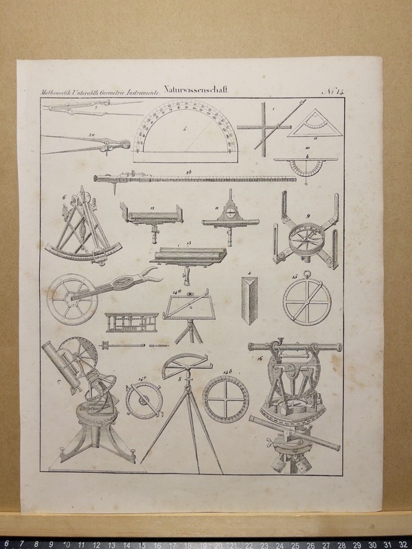 ANTIQUARIAN LITHOGRAPH 1833 PHYSICS MATHEMATICS GEOMETRY INSTRUMENTS UNTRABTH gallery