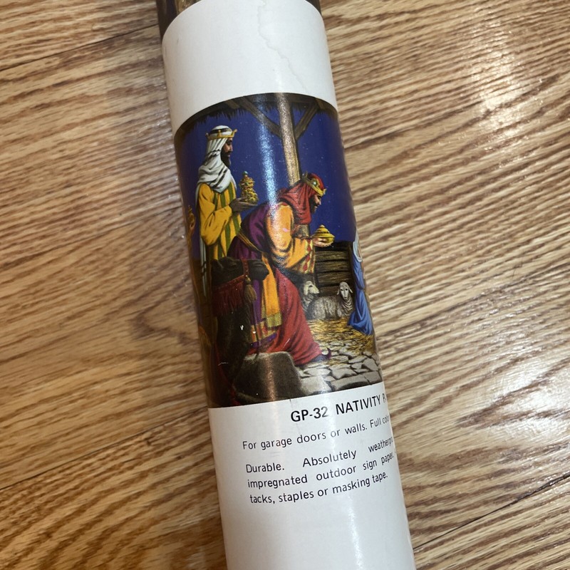 VTG Nativity Christmas Scene Litho. Phillip Sales Display Huge-52”x77 New 1950