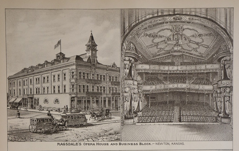 Antique 1878 Print ~ Ragsdale's Opera House & Business Block - Newton, Kansas gallery