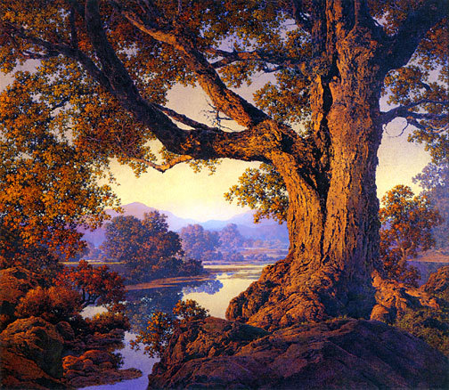 Maxfield Parrish Riverbank Autumn 22×30 Hand Numbered Edition Art Deco Print