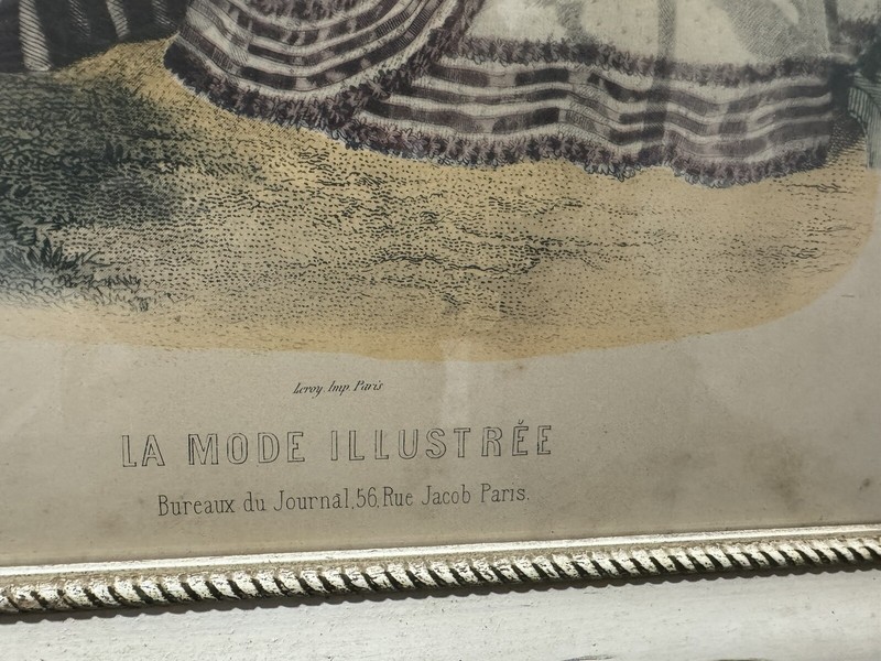 Antique Leroy Imp Paris La Mode Illustree Lithographs, One Signed Anais Toudouze gallery