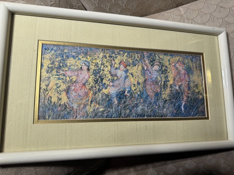 Vintage Edna (Hibel) Plotkin (1917 – 2014) «Rejoice» Print – Framed