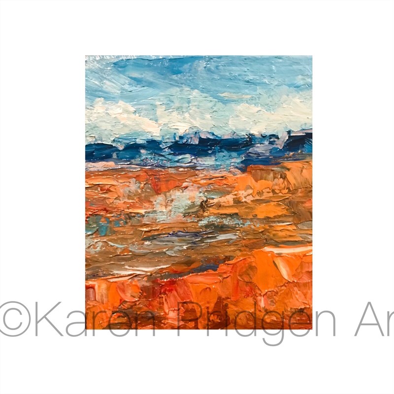 ACEO ATC Signed Print Southwest Abstract Landscape Small Art Artist Trading Card