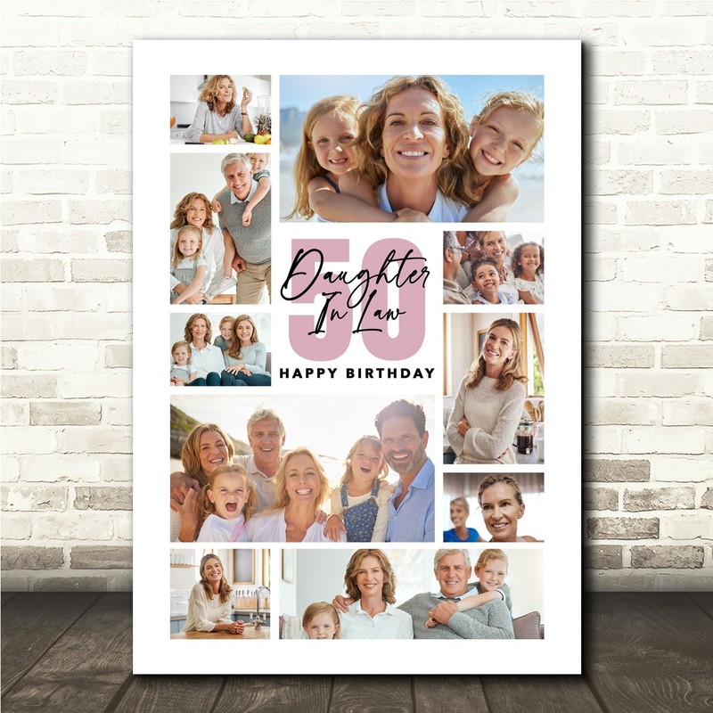 Photo Collage 50th Birthday Gift For Daughter-In-Law 10-Photo Print Or Canvas