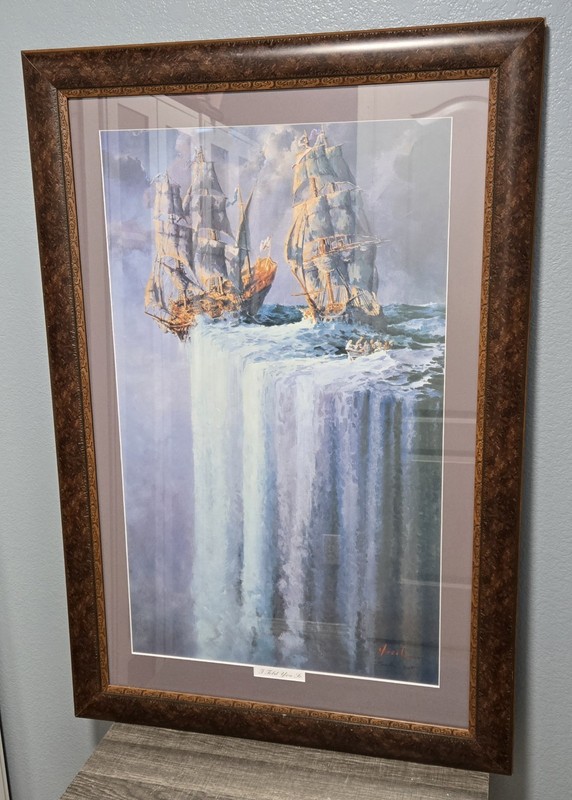 Ed Miracle Large Framed Nautical Print I TOLD YOU SO Ships Waterfall