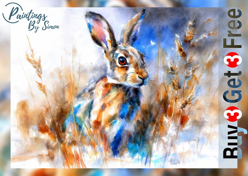 Hare 5×7 Print on Matte Paper | Watercolour Rabbit Wildlife Woodland Art