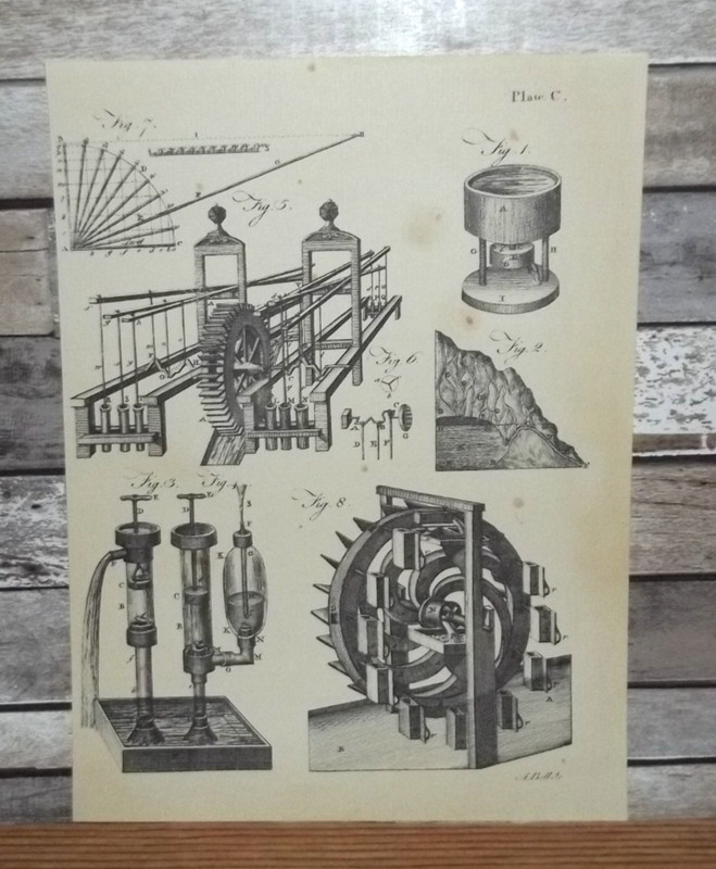 Antique Engraving Print Hydrostatics 18th-19th Century Andrew Bell Original