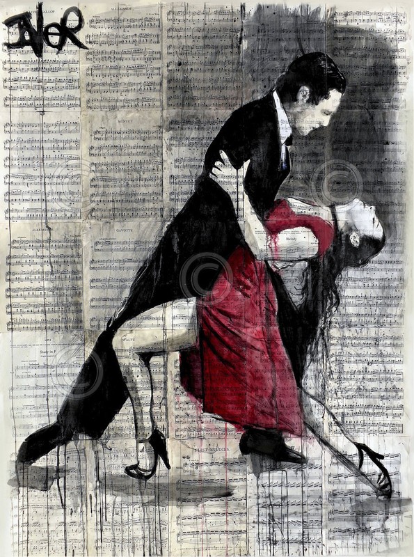 DANCE ART PRINT Midnight Tango by Loui Jover Couple Romance Dancing Poster 19x13