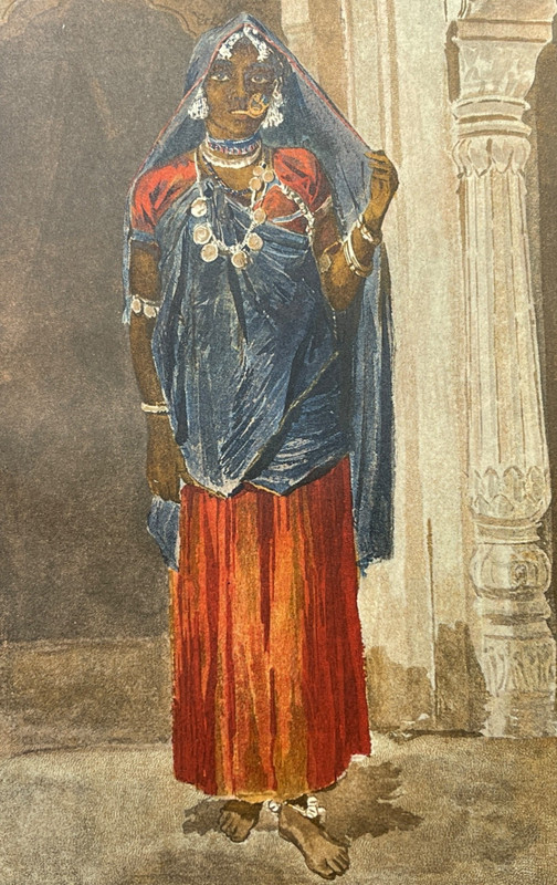 Antique Ethnological Print 1890 Color Illustration Plate Dancer from Dehli