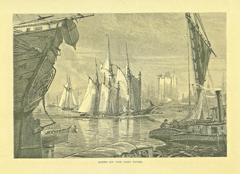 New York City 1872 Scene East River waterfront Harry Fenn Original Tall Ships