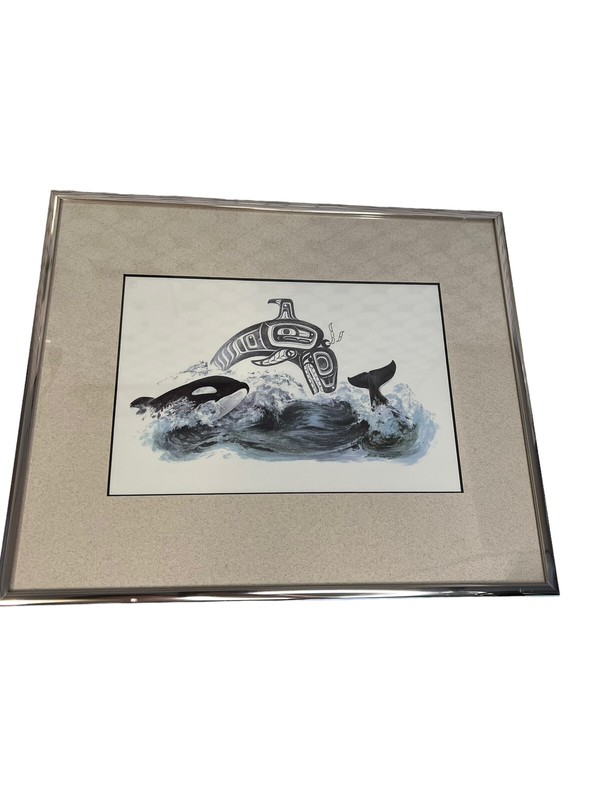 Sue Coleman «The Orca» Signed Print Framed Matted in 10×12 frame Art Ocean Beach