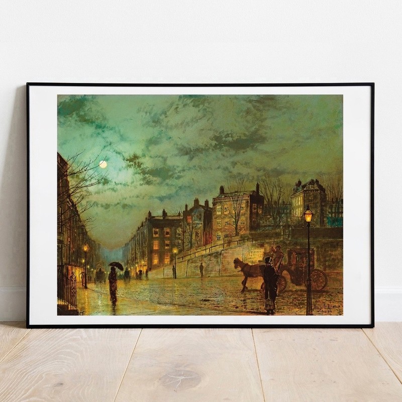 Grimshaw Hampstead Hill London 1881 fine art print poster wall Art with border