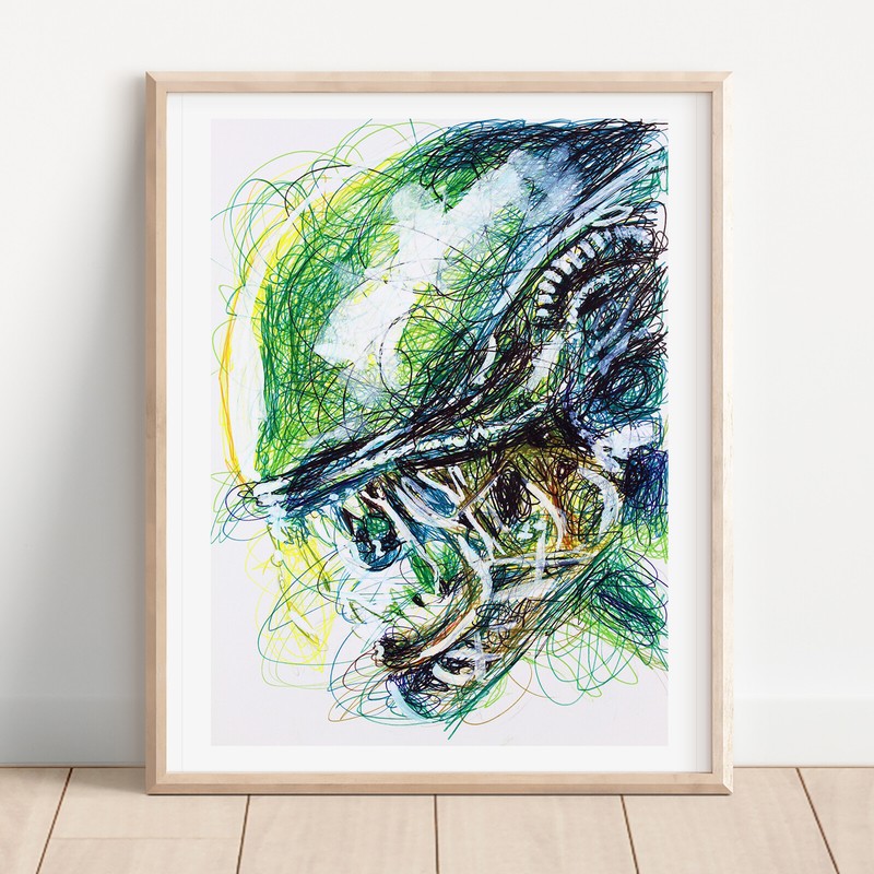 Alien Ballpoint Pen Print, Alien Movie Art Poster