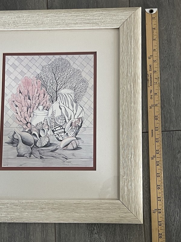 Frank Massa Seaside Still Life Beach Prints Signed Set (2) Coastal Coral Framed gallery
