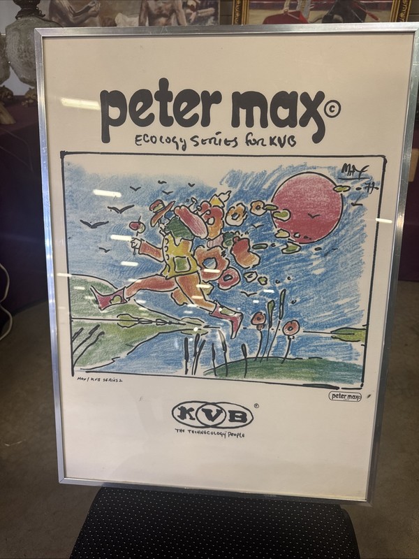 🔥 RARE Vintage Old Modern Pop Art Exhibition Poster, Peter MAX - SIGNED, 1977 gallery