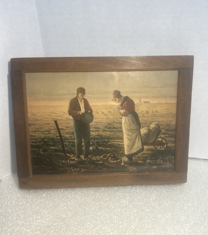 The Angelus By Jean-Francois Millet 1859 Reproduction Litho Print Antique Frame