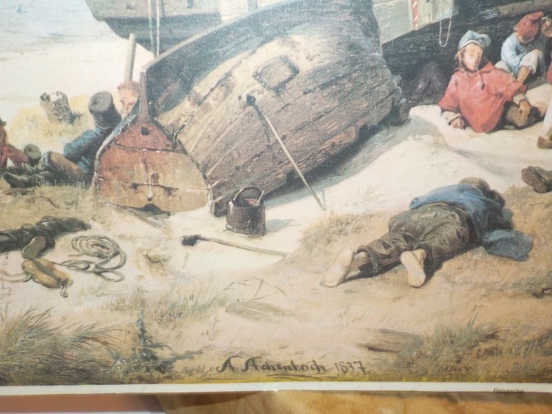 Antique Lithograph Andreas Achenbach Printed in France Large 14x19" Thick Paper gallery