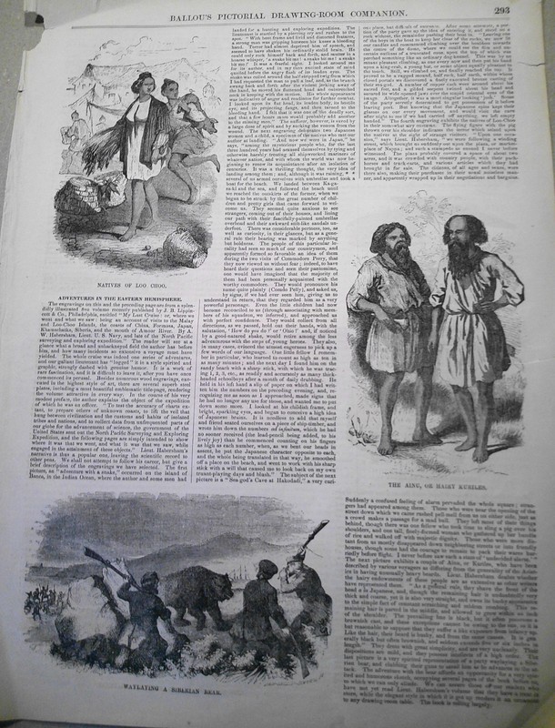 Adventures in the East: Loo Choo; Hairy Ainu; Bears - in Ballou's Pictorial 1857