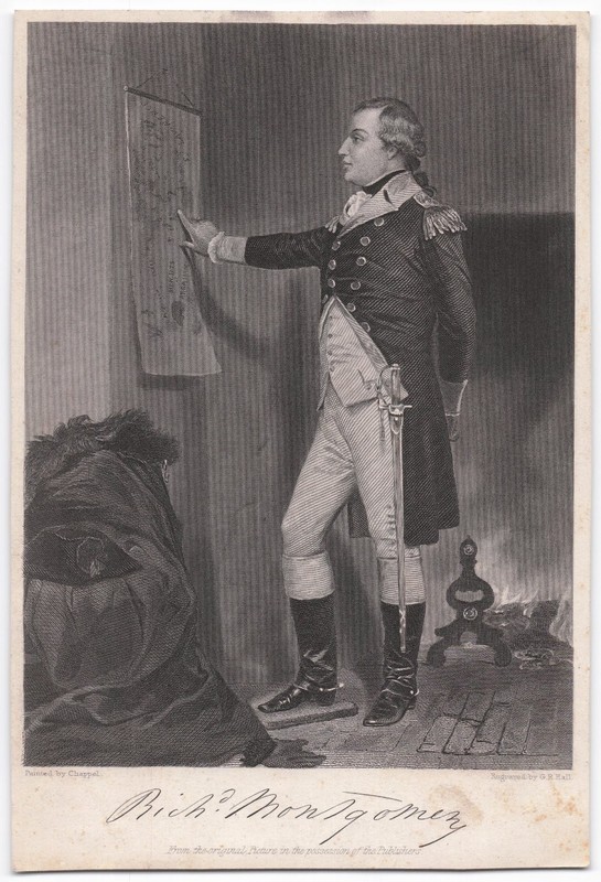 Richard Montgomery Portrait Engraving by G H Hall Plate-Signed Vintage