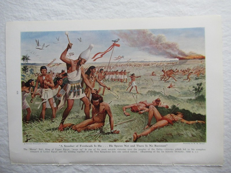 1941 Egyptian War King Upper Egypt Color Art Print 10x7" Painting by H.M Herget