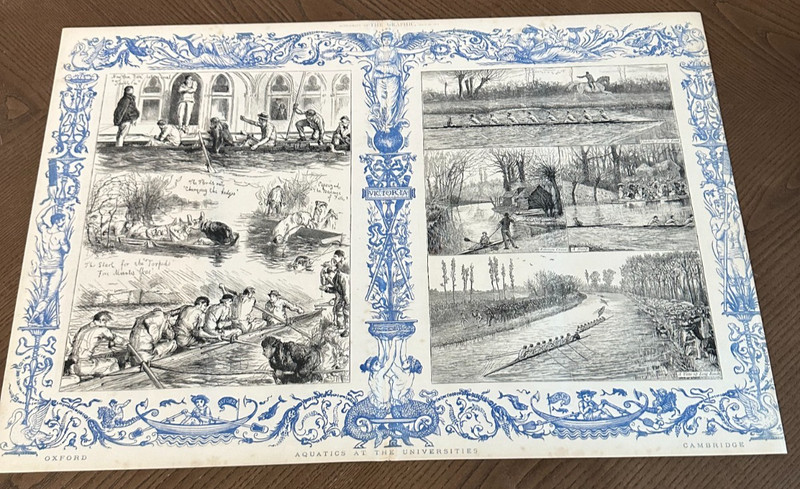 Antique Student Life at Oxford Victoria 24» x 16» Print Ephemera Collection