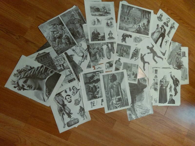 Vintage Huge Lot of Classic Art Drawings Prints on Papers Craft or DIY Posters