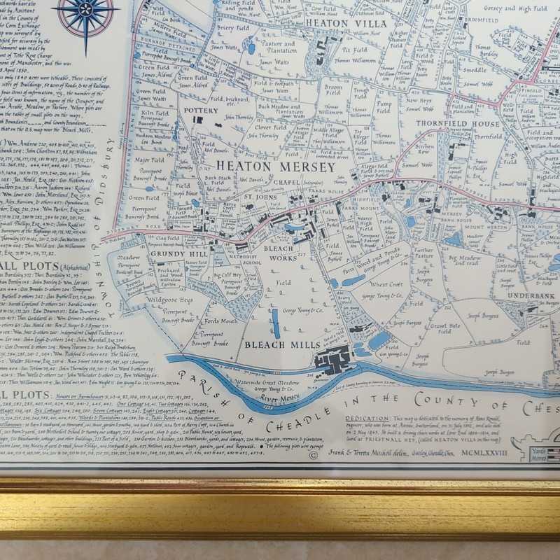 Framed 1848 Tithe Map of Heaton Mersey Cheshire Historic Plan Print Reproduction gallery