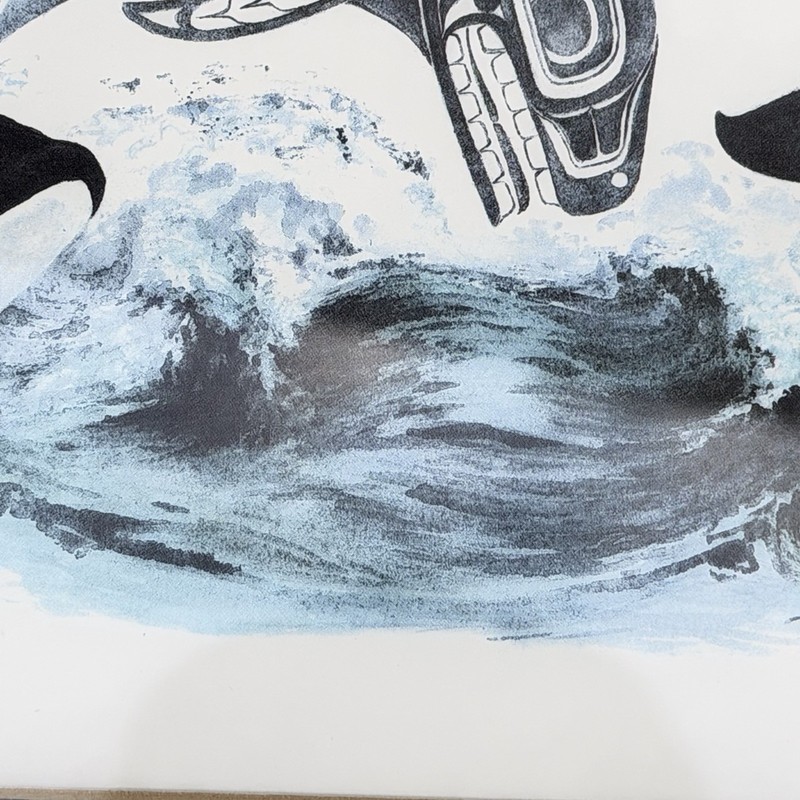 THE ORCA By Sue Coleman 9x6 Print Vtg Framed Signed Watercolor NW Coast Indian gallery