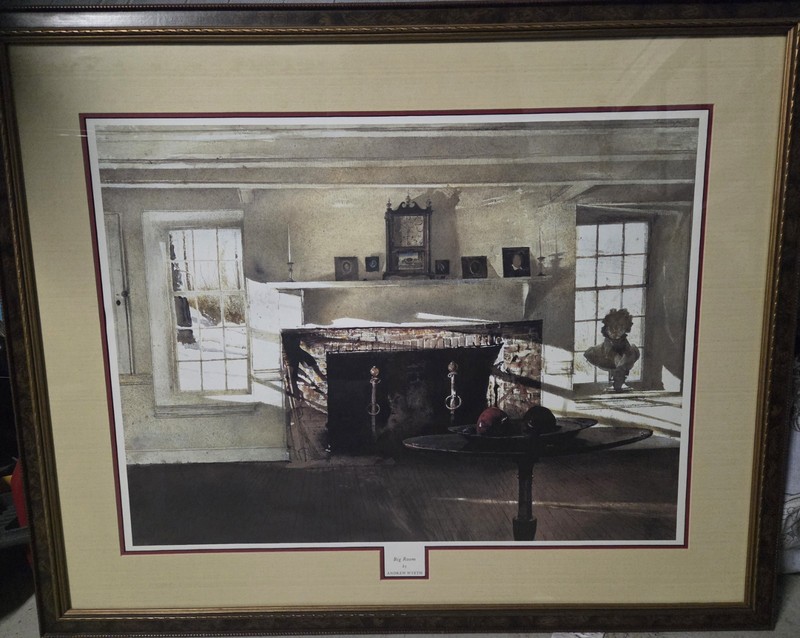 RARE ANDREW WYETH 1990 OOP Halftone Litho-Print BIG ROOM, New York Graphic Soc.