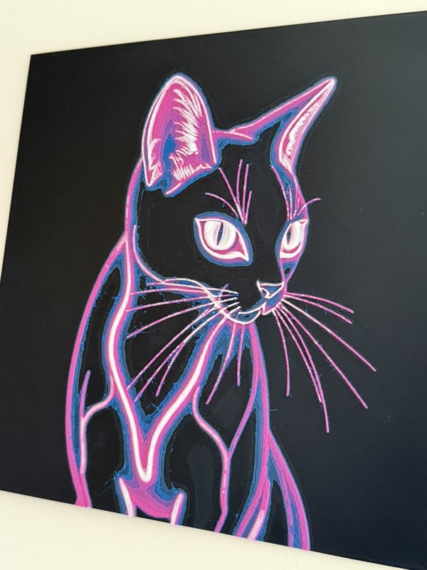 Cat - Neon Style Art Print | 3D Printed, Modern Wall Decor, Feline Gifts gallery
